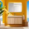 A light wood-colored bathroom cabinet and washbasin combination set, a modern and simple household bathroom storage cabinet Specification image